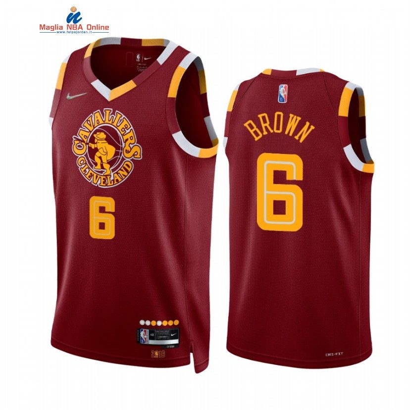 Maglia NBA Nike Cleveland Cavaliers #6 Moses Brown 75th Season Diamante Rosso Città 2021-22 Acquista