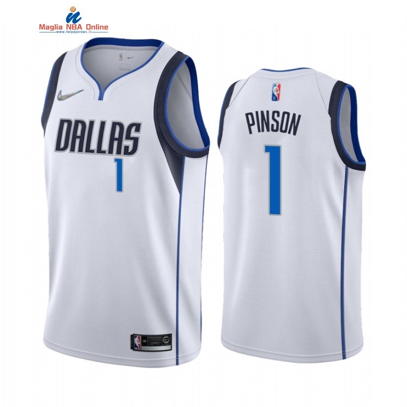 Maglia NBA Nike Dallas Mavericks #1 Theo Pinson 75th Bianco Association 2022 Acquista