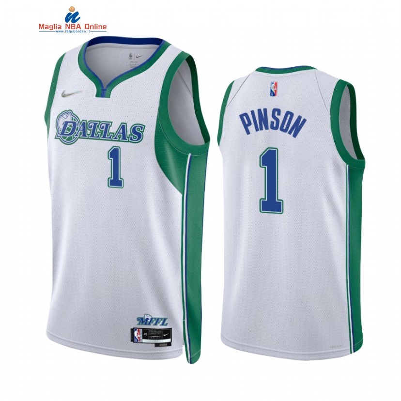 Maglia NBA Nike Dallas Mavericks #1 Theo Pinson 75th Season Bianco Città 2021-22 Acquista