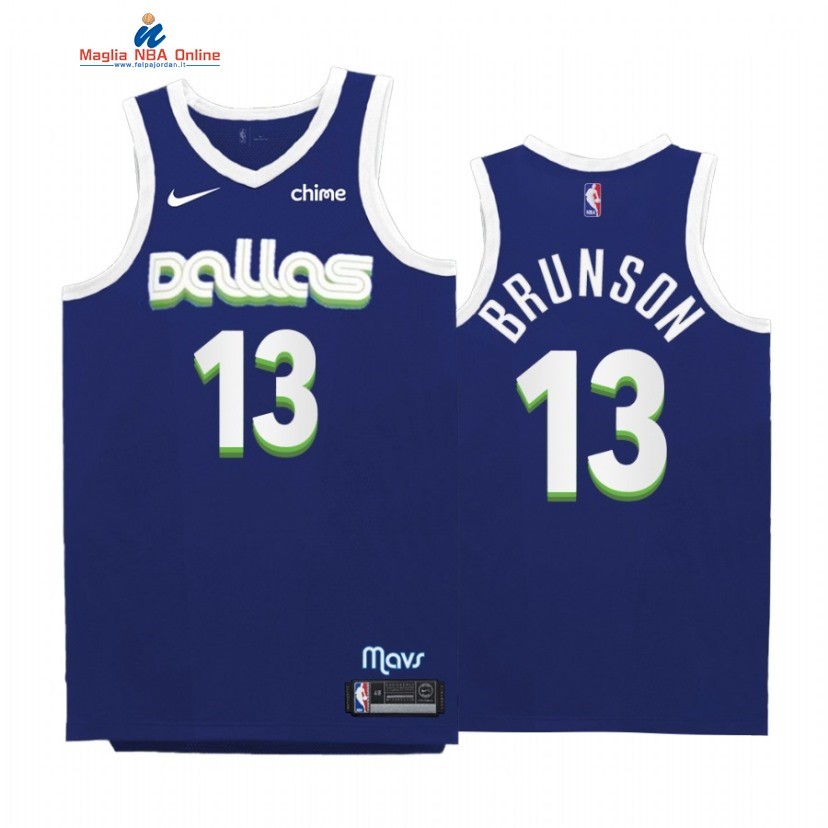 Maglia NBA Nike Dallas Mavericks #13 Jalen Brunson Marino Città 2022-23 Acquista