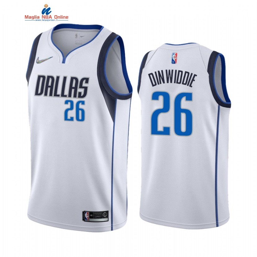 Maglia NBA Nike Dallas Mavericks #26 Spencer Dinwiddie 75th Bianco Association 2022 Acquista