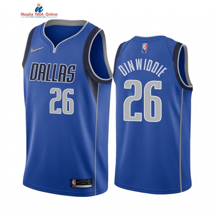 Maglia NBA Nike Dallas Mavericks #26 Spencer Dinwiddie 75th Season Blu Icon 2021-22 Acquista
