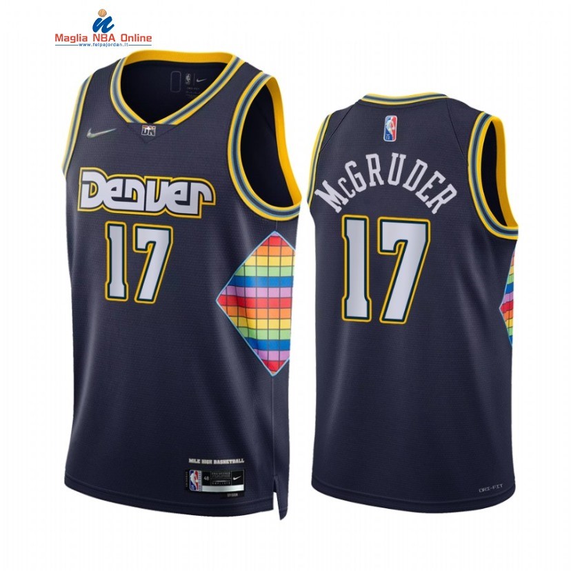 Maglia NBA Nike Denver Nuggets #17 Rodney McGruder 75th Season Blu Città 2022 Acquista