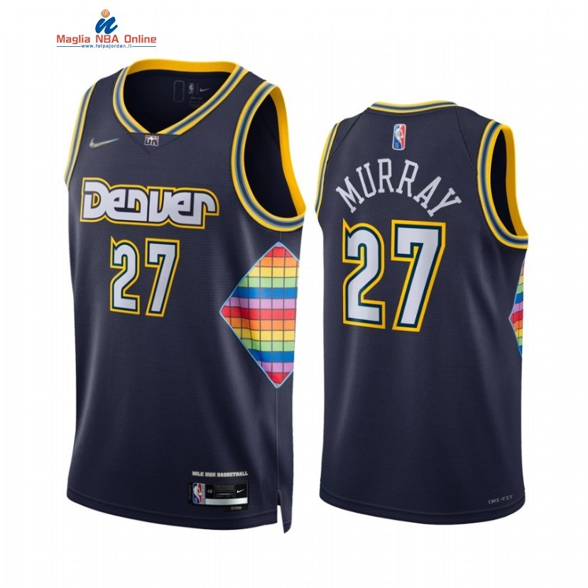 Maglia NBA Nike Denver Nuggets #27 Jamal Murray 75th Season Blu Città 2022 Acquista