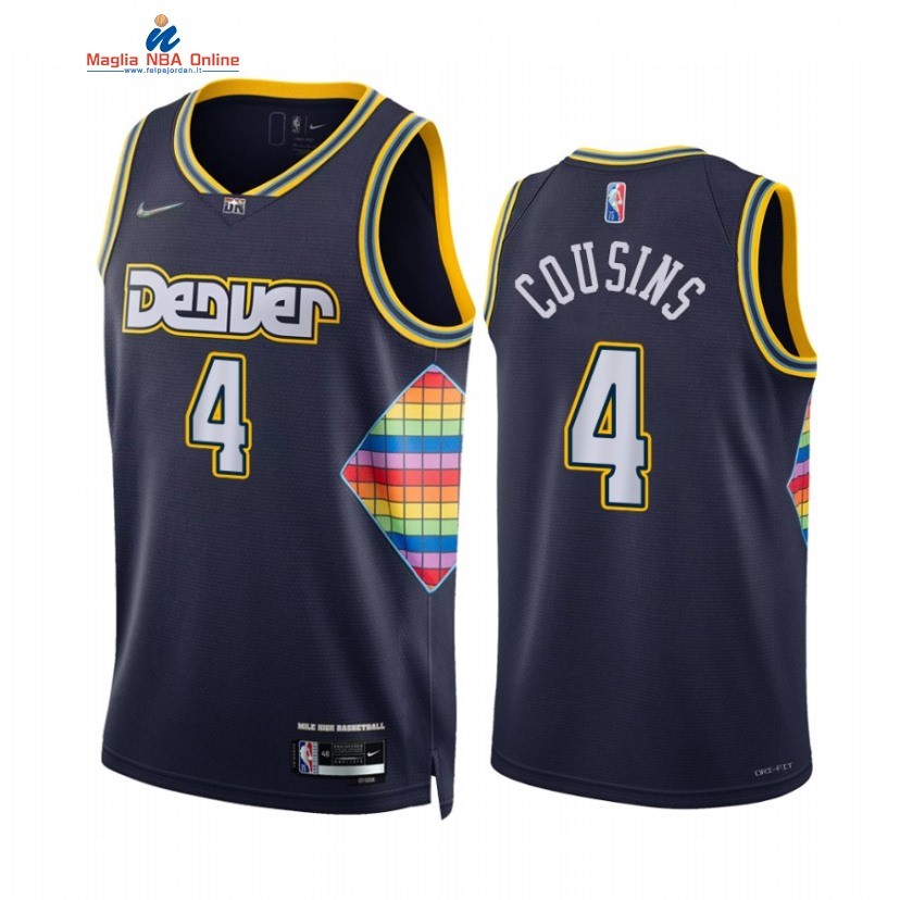 Maglia NBA Nike Denver Nuggets #4 DeMarcus Cousins 75th Season Blu Città 2022 Acquista