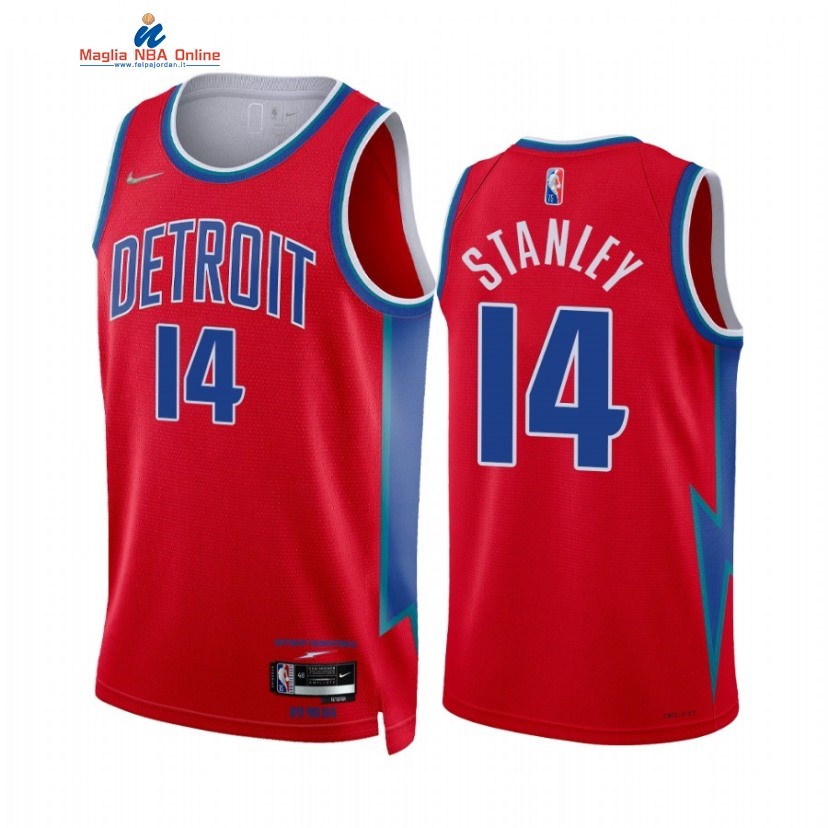 Maglia NBA Nike Detroit Pistons #14 Cassius Stanley 75th Rosso Città 2021-22 Acquista