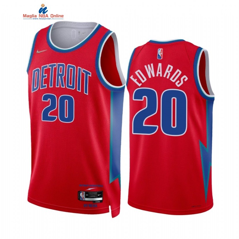 Maglia NBA Nike Detroit Pistons #20 Carsen Edwards 75th Rosso Città 2021-22 Acquista