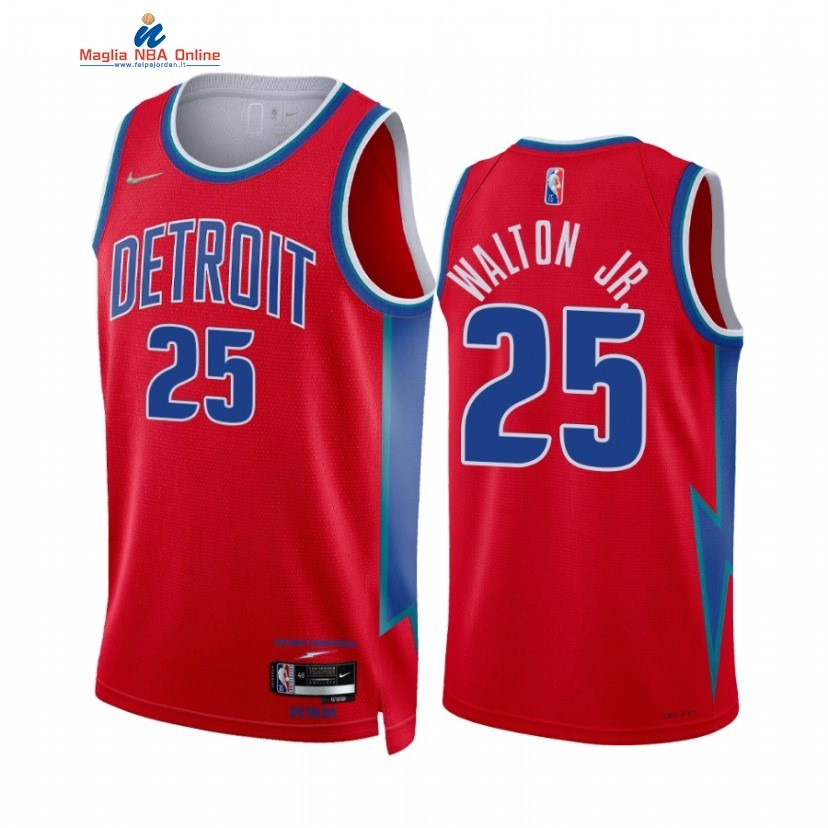 Maglia NBA Nike Detroit Pistons #25 Derrick Walton Jr 75th Rosso Città 2021-22 Acquista