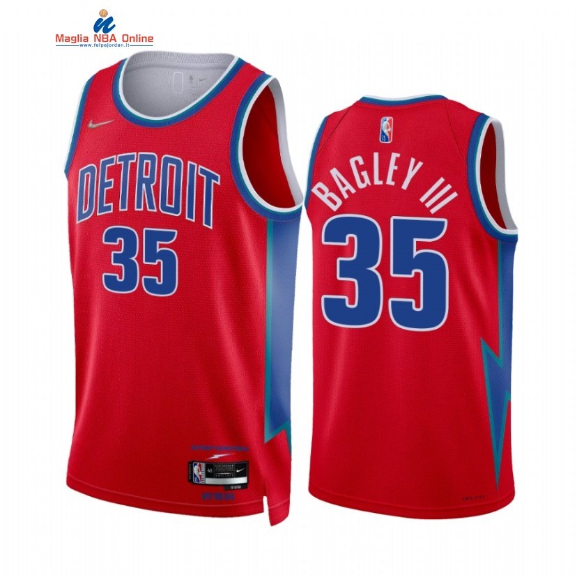 Maglia NBA Nike Detroit Pistons #35 Marvin Bagley III 75th Rosso Città 2021-22 Acquista