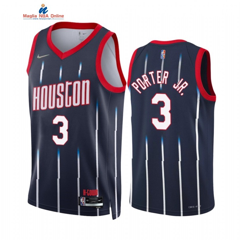 Maglia NBA Nike Houston Rockets #3 Kevin Porter Jr. 75th Season Marino Città 2021-22 Acquista