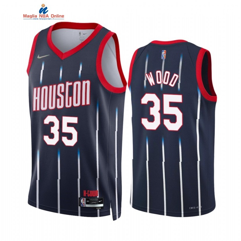 Maglia NBA Nike Houston Rockets #35 Christian Wood 75th Season Marino Città 2021-22 Acquista
