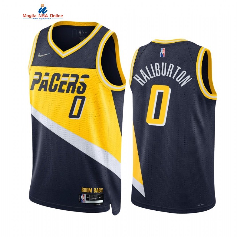 Maglia NBA Nike Indiana Pacers #0 Tyrese Haliburton 75th Marino Città 2021-22 Acquista