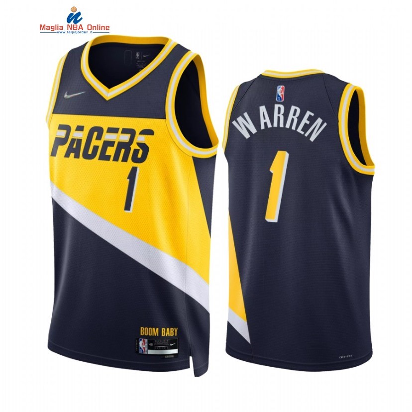 Maglia NBA Nike Indiana Pacers #1 T.J. Warren 75th Marino Città 2021-22 Acquista