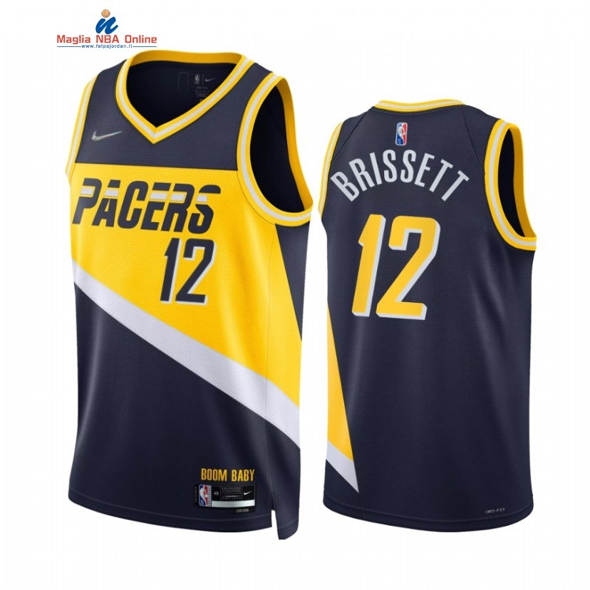 Maglia NBA Nike Indiana Pacers #12 Oshae Brissett 75th Marino Città 2021-22 Acquista