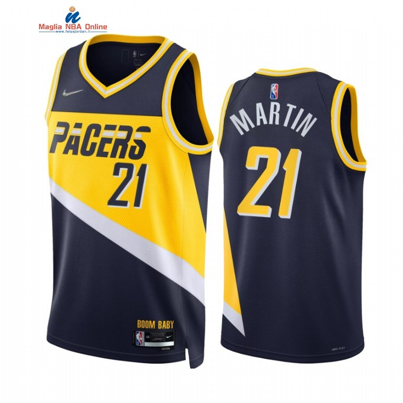 Maglia NBA Nike Indiana Pacers #21 Kelan Martin 75th Marino Città 2021-22 Acquista