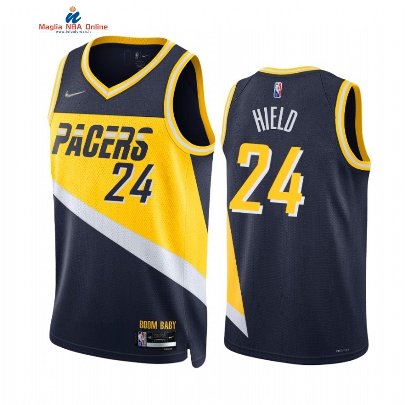 Maglia NBA Nike Indiana Pacers #24 Buddy Hield 75th Marino Città 2021-22 Acquista