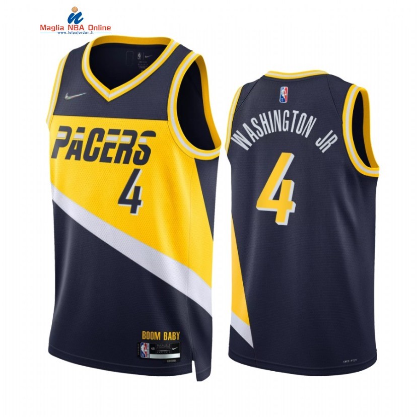 Maglia NBA Nike Indiana Pacers #4 Duane Washington Jr. 75th Marino Città 2021-22 Acquista