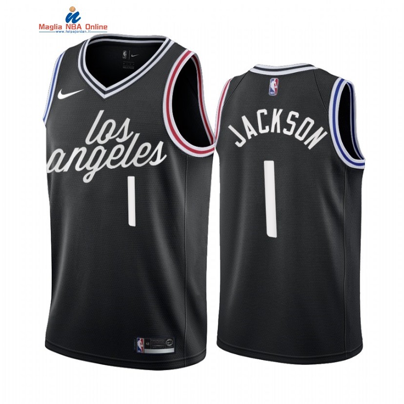 Maglia NBA Nike Los Angeles Clippers #1 Reggie Jackson Nero Città 2022-23 Acquista