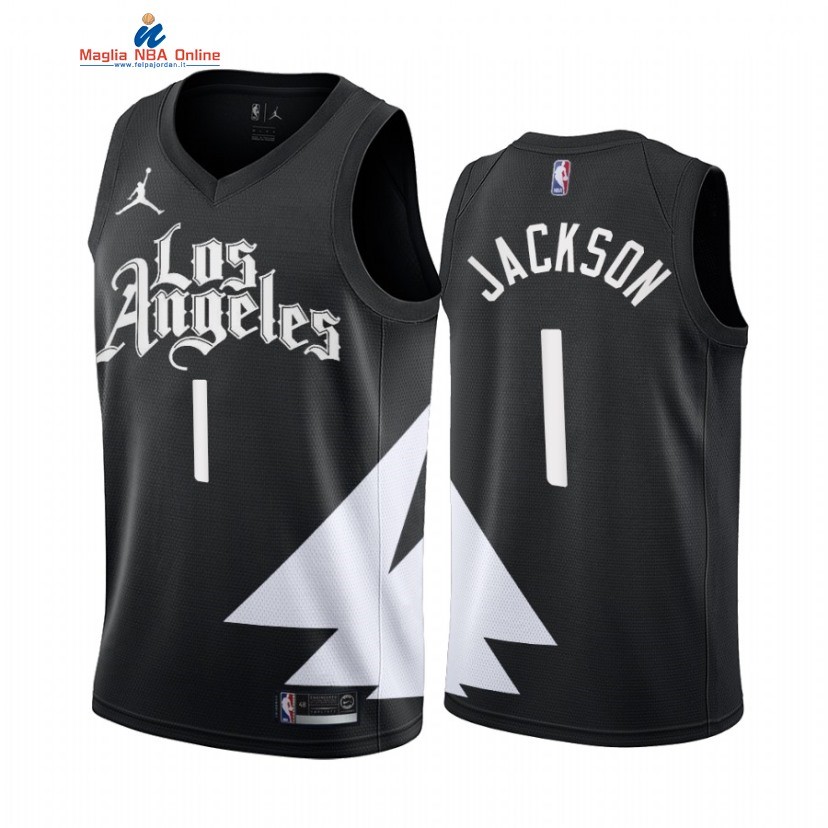 Maglia NBA Nike Los Angeles Clippers #1 Reggie Jackson Nero Statement 2022-23 Acquista