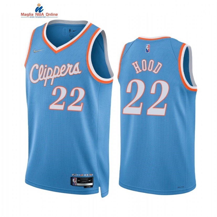 Maglia NBA Nike Los Angeles Clippers #22 Rodney Hood 75th Blu Città 2022 Acquista