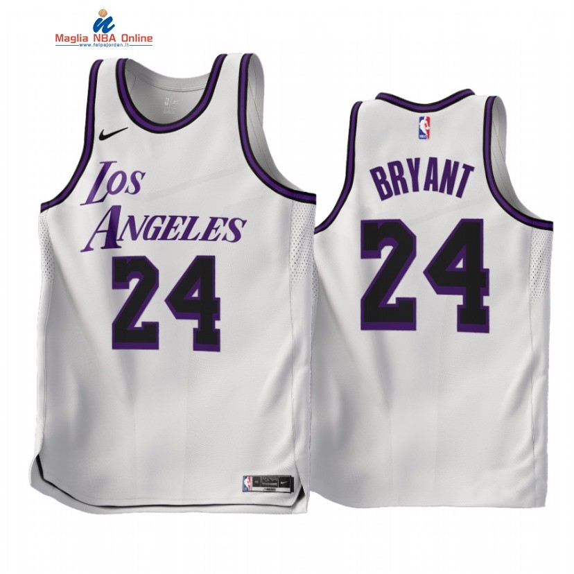 Maglia NBA Nike Los Angeles Lakers #24 Kobe Bryant Bianco Città 2022-23 Acquista