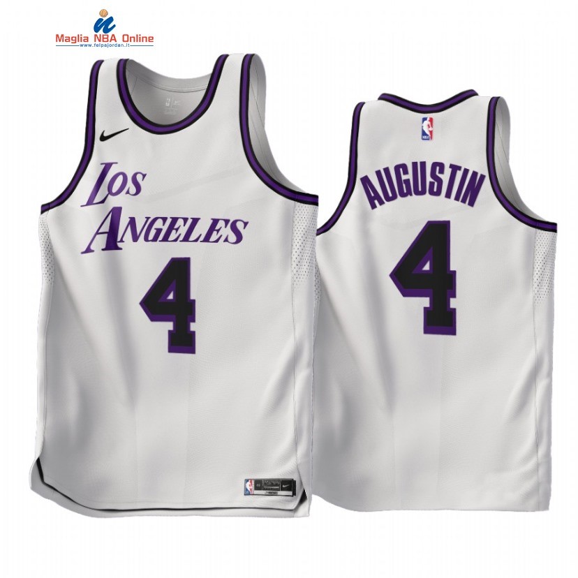 Maglia NBA Nike Los Angeles Lakers #4 D.J. Augustin Bianco Città 2022-23 Acquista