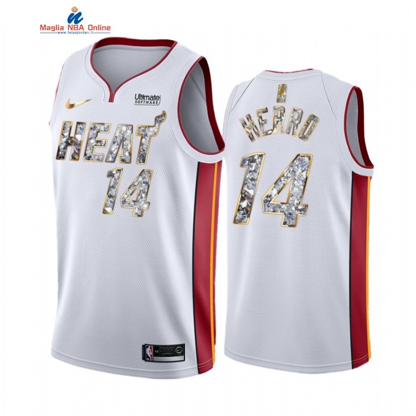 Maglia NBA Nike Miami Heat #14 Tyler Herro 75th Bianco Diamante 2022 Acquista