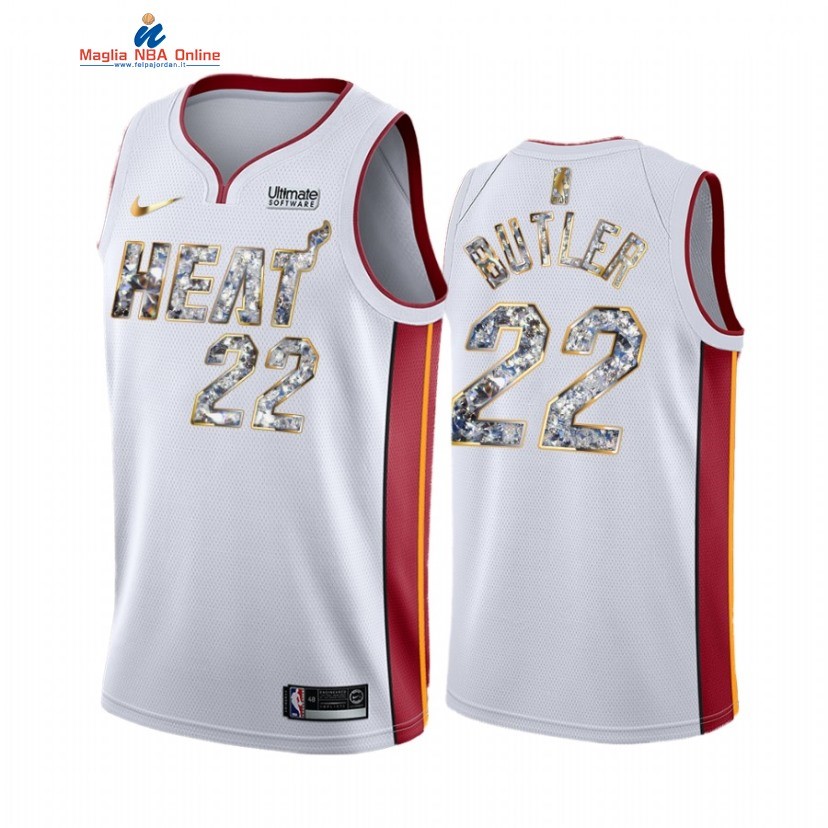 Maglia NBA Nike Miami Heat #22 Jimmy Butler 75th Bianco Diamante 2022 Acquista