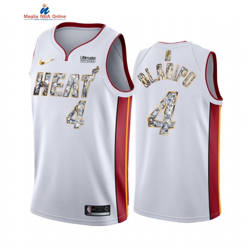 Maglia NBA Nike Miami Heat #4 Victor Oladipo 75th Bianco Diamante 2022 Acquista