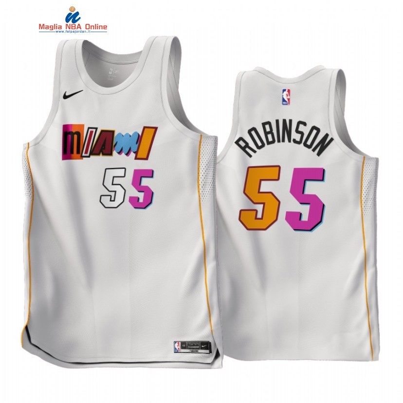 Maglia NBA Nike Miami Heat #55 Duncan Robinson Bianco Città 2022-23 Acquista