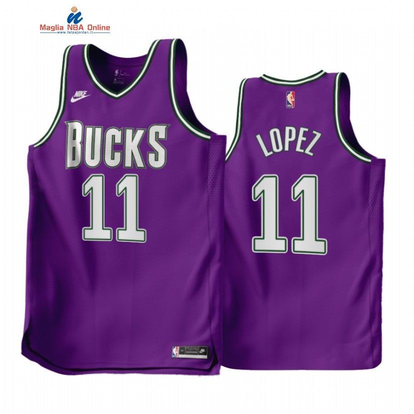 Maglia NBA Nike Milwaukee Bucks #11 Brook Lopez Porpora Classic 2022-23 Acquista