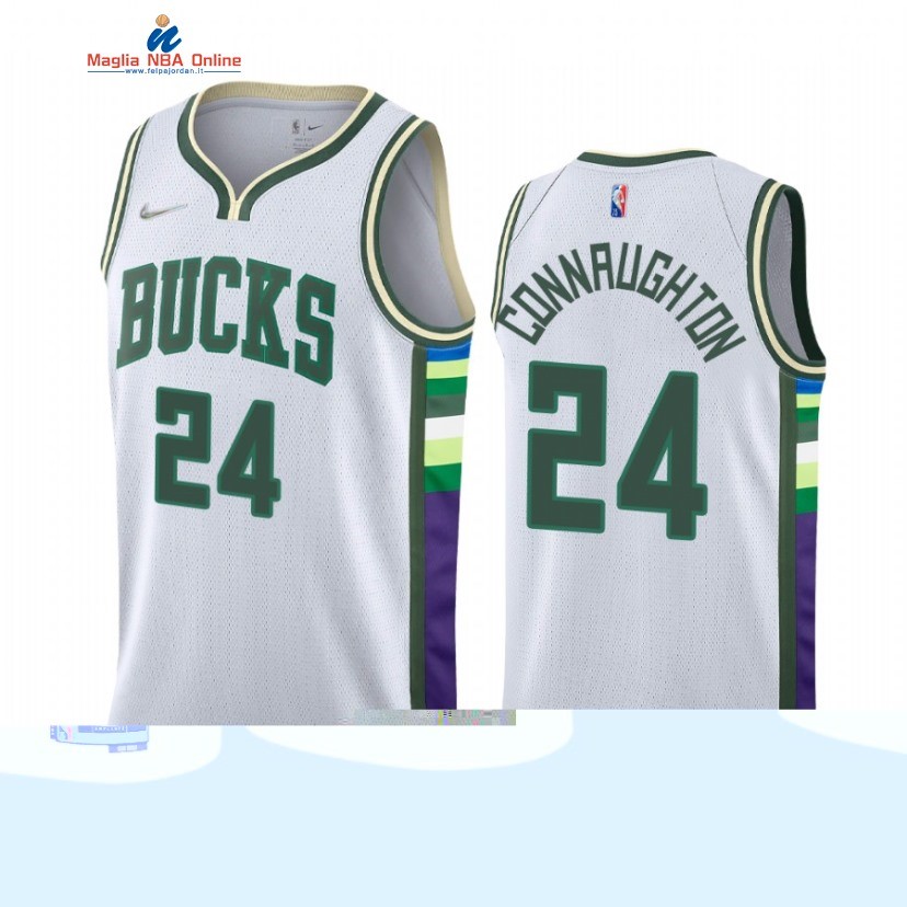 Maglia NBA Nike Milwaukee Bucks #24 Pat Connaughton 75th Diamante Bianco Città 2021-22 Acquista