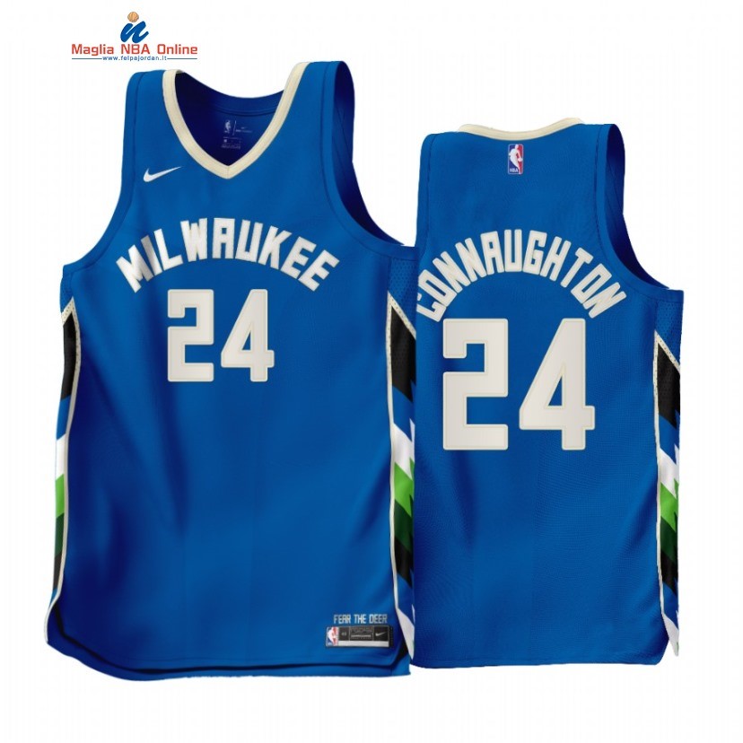Maglia NBA Nike Milwaukee Bucks #24 Pat Connaughton Blu Città 2022-23 Acquista