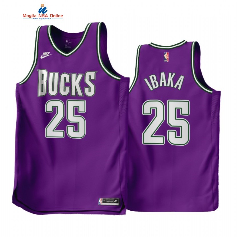 Maglia NBA Nike Milwaukee Bucks #25 Serge Ibaka Porpora Classic 2022-23 Acquista