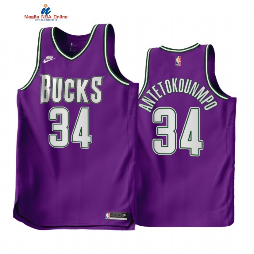 Maglia NBA Nike Milwaukee Bucks #34 Giannis Antetokounmpo Porpora Classic 2022-23 Acquista