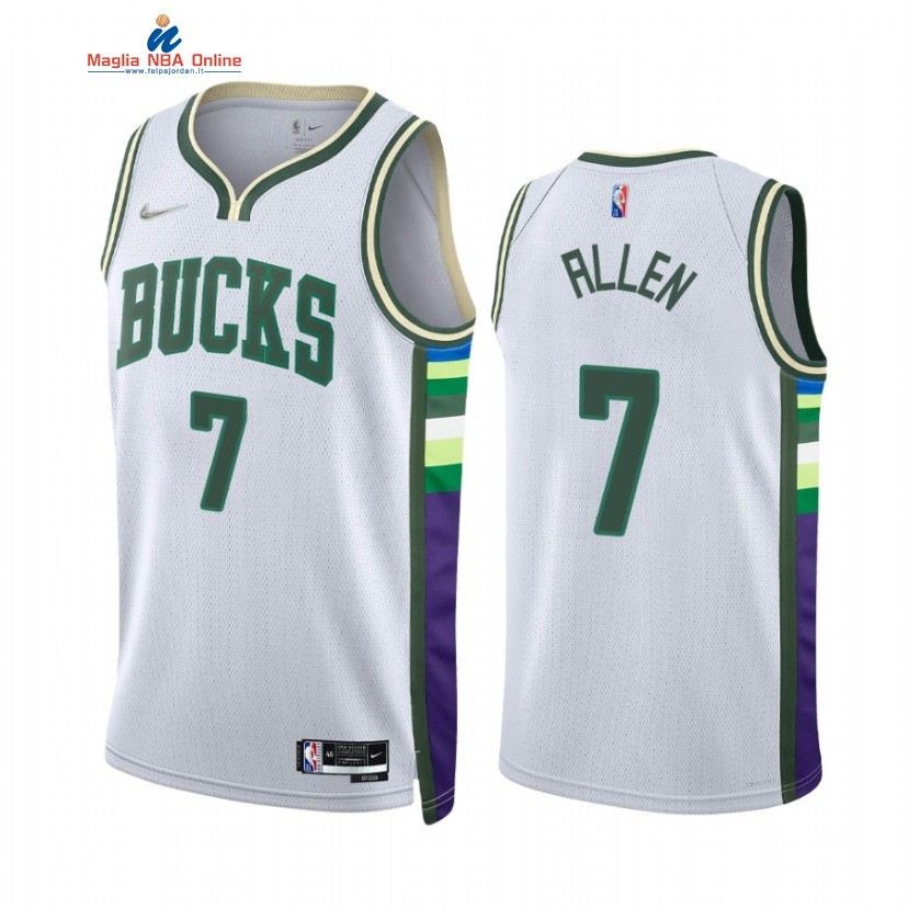 Maglia NBA Nike Milwaukee Bucks #7 Grayson Allen 75th Diamante Bianco Città 2021-22 Acquista