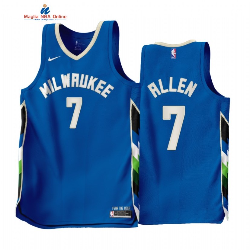 Maglia NBA Nike Milwaukee Bucks #7 Grayson Allen Blu Città 2022-23 Acquista