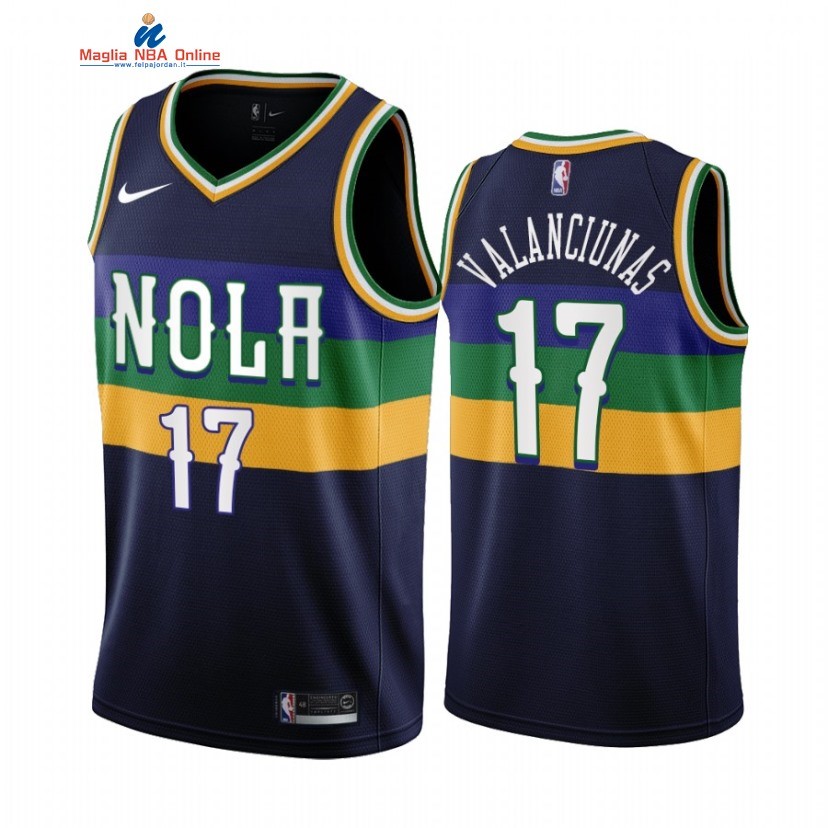 Maglia NBA Nike New Orleans Pelicans #17 Jonas Valanciunas Marino Città 2022-23 Acquista