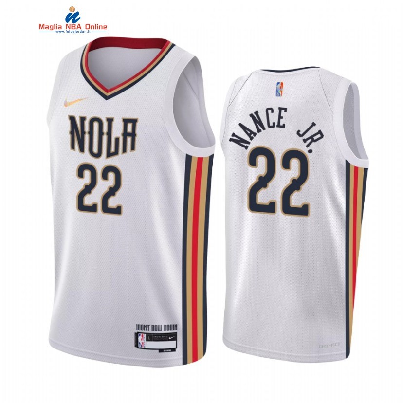 Maglia NBA Nike New Orleans Pelicans #22 Larry Nance Jr. Bianco Association 2022 Acquista