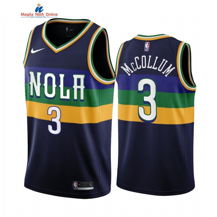 Maglia NBA Nike New Orleans Pelicans #3 C.J. McCollum Marino Città 2022-23 Acquista