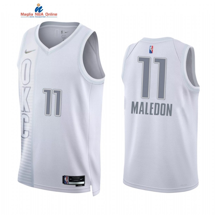 Maglia NBA Nike Oklahoma City Thunder #11 Theo Maledon 75th Season Diamante Bianco Città 2021-22 Acquista