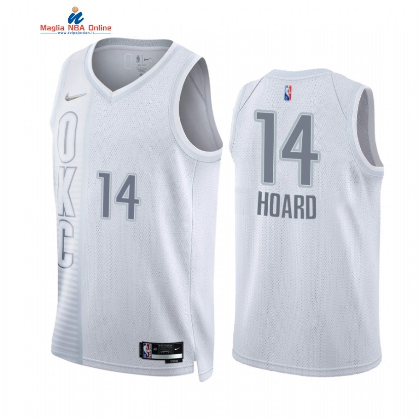 Maglia NBA Nike Oklahoma City Thunder #14 Jaylen Hoard 75th Season Diamante Bianco Città 2021-22 Acquista