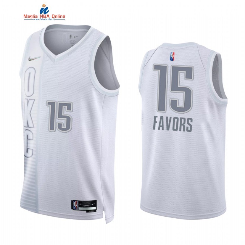 Maglia NBA Nike Oklahoma City Thunder #15 Derrick Favors 75th Season Diamante Bianco Città 2021-22 Acquista