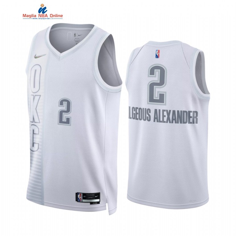 Maglia NBA Nike Oklahoma City Thunder #2 Shai Gilgeous Alexander 75th Season Diamante Bianco Città 2021-22 Acquista