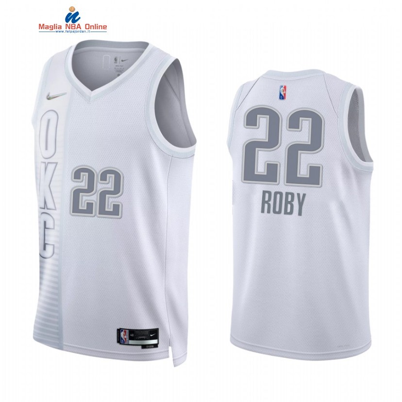 Maglia NBA Nike Oklahoma City Thunder #22 Isaiah Roby 75th Season Diamante Bianco Città 2021-22 Acquista