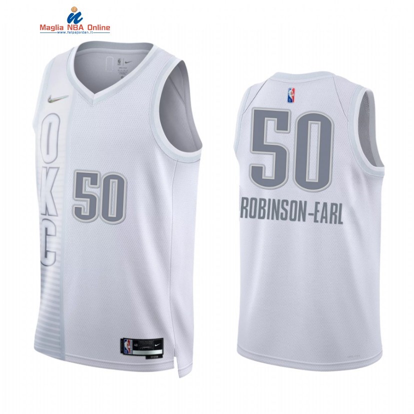 Maglia NBA Nike Oklahoma City Thunder #50 Jeremiah Robinson Earl 75th Season Diamante Bianco Città 2021-22 Acquista