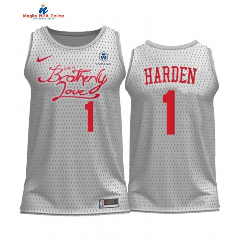 Maglia NBA Nike Philadelphia Sixers #1 James Harden Bianco Città 2022-23 Acquista