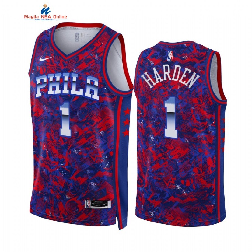 Maglia NBA Nike Philadelphia Sixers #1 James Harden Select Series Rosso Blu 2022 Acquista