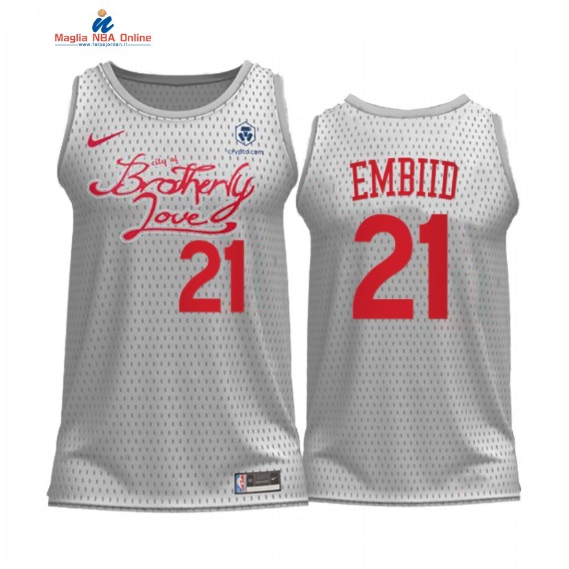 Maglia NBA Nike Philadelphia Sixers #21 Joel Embiid Bianco Città 2022-23 Acquista