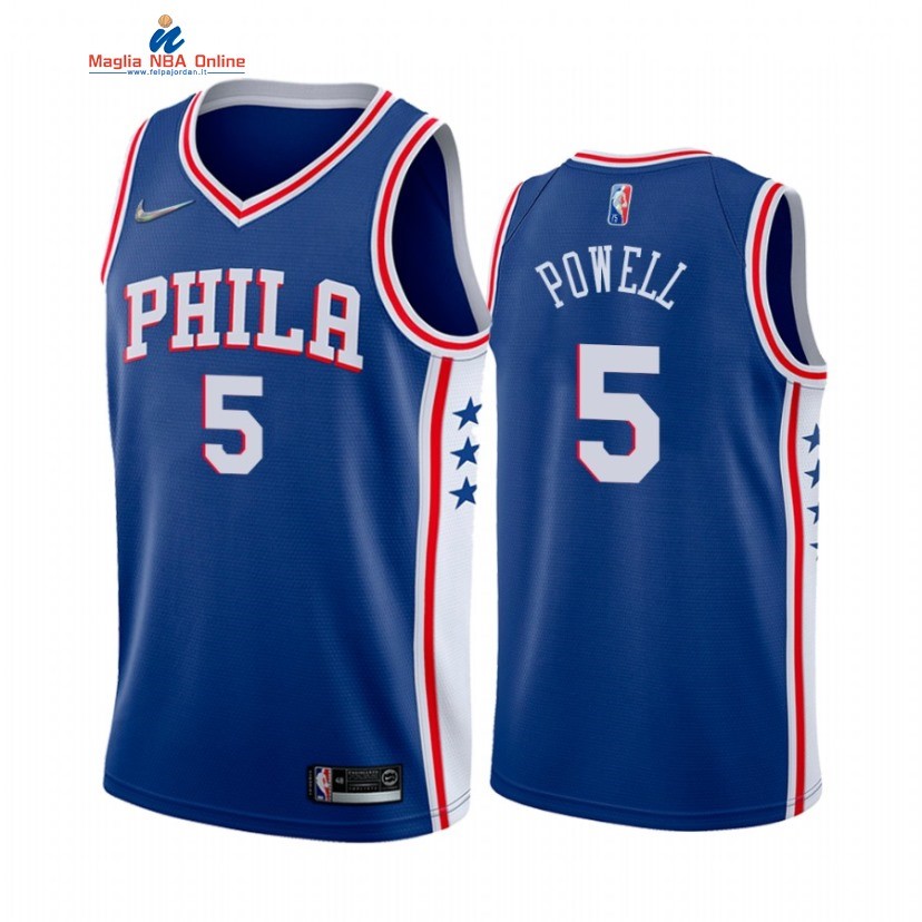 Maglia NBA Nike Philadelphia Sixers #5 Myles Powell 75th Blu Marino Icon 2022 Acquista